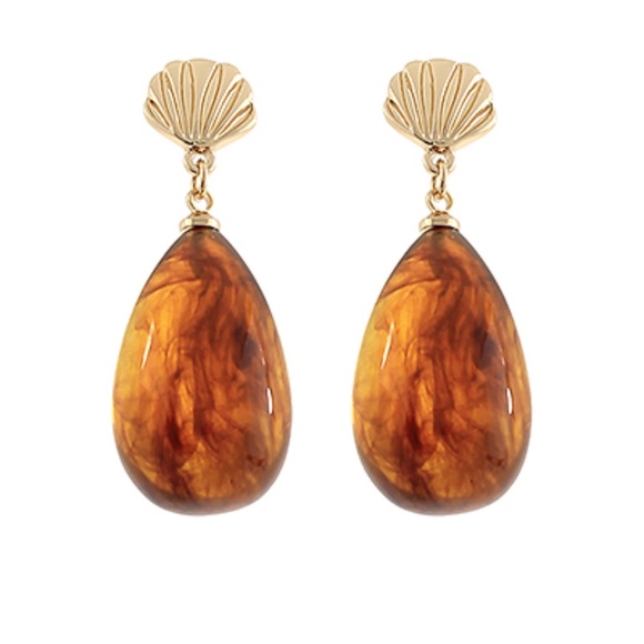 Puffy Teardrop Shell Shape Earrings - Picture 1 of 1